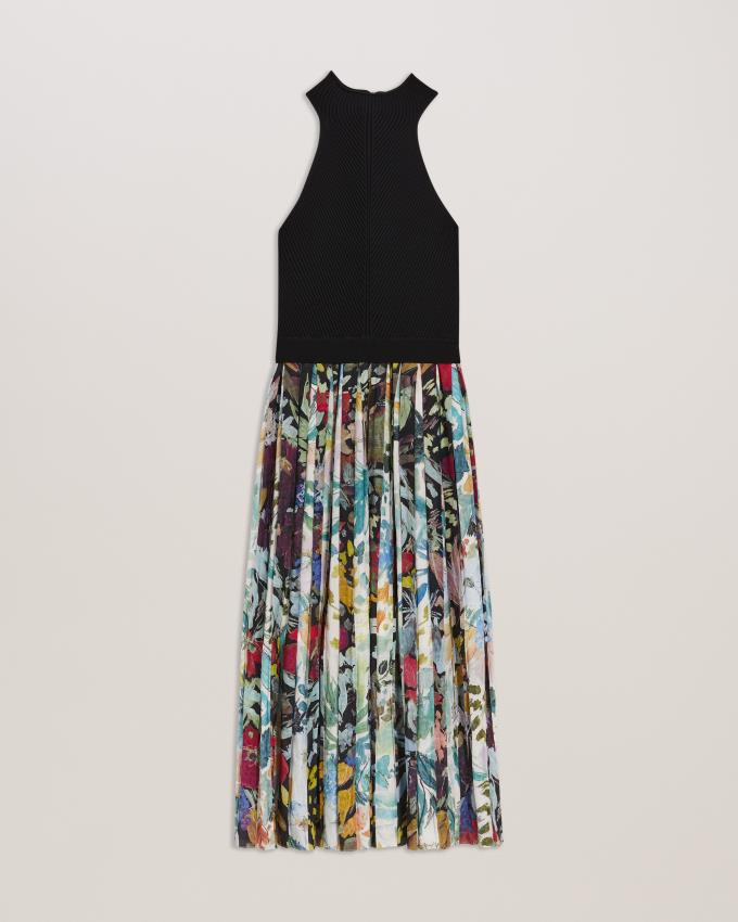 Peignoir Ted Baker Sleeveless Midi With Floral Pleated Noir Femme | NKA-32009754